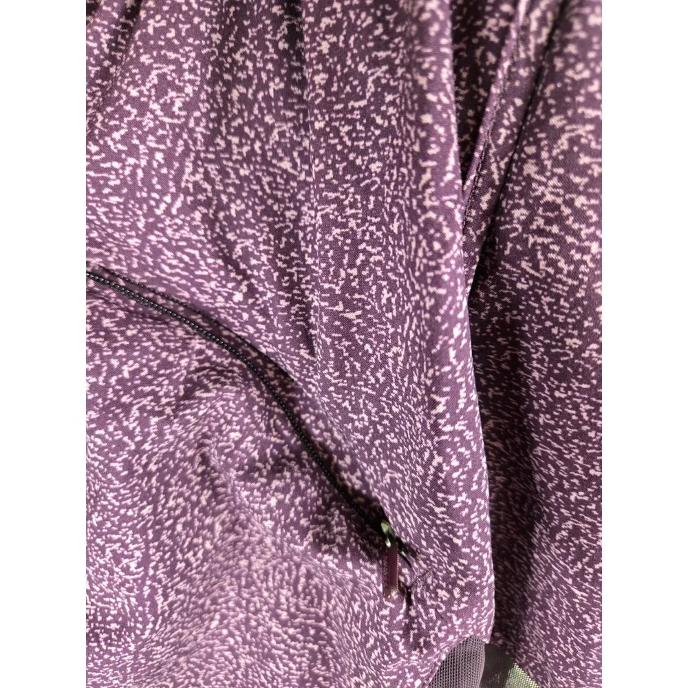 Athleta Printed Mesh Racer Run Short 4 Purple Smocked Waist Liner Womens S